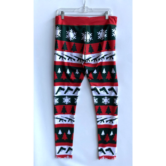XLUSION Gun Print Ugly Christmas Leggings Holiday Pants Stretch Size XL - Picture 4 of 5
